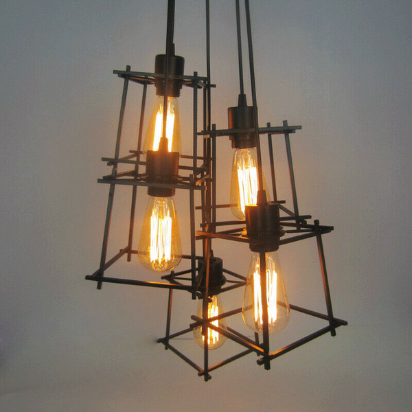 Vintage Industrial Retro Ceiling Light Cage Loft Chandelier Pendant Light Lamp~2143