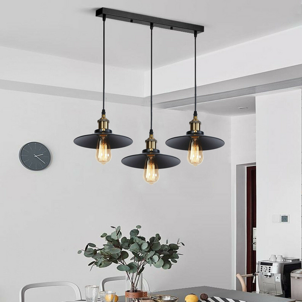 3 Way Modern Black Ceiling Pendant Cluster Light Fitting Industrial Pendant Lampshade~2137
