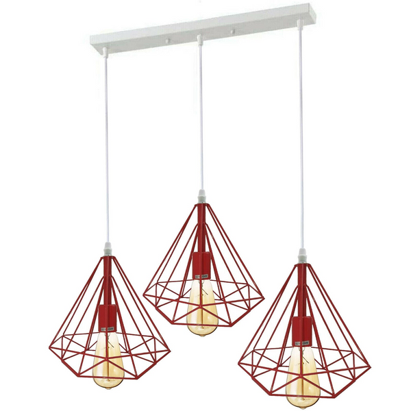 3 Head Red Ceiling Pendant Lights Lampshade~1803