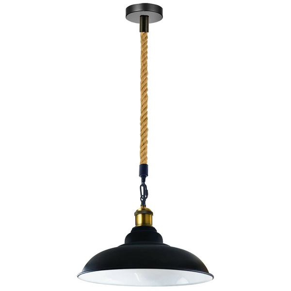 Bowl Shape Metal Ceiling Pendant Light Modern Hemp Hanging Retro Lamps~1654