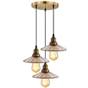 3 Way Ceiling Pendant Light Cluster Light Fitting Glass Lampshade Yellow Brass Finish Home E27 Lighting Kit~1559