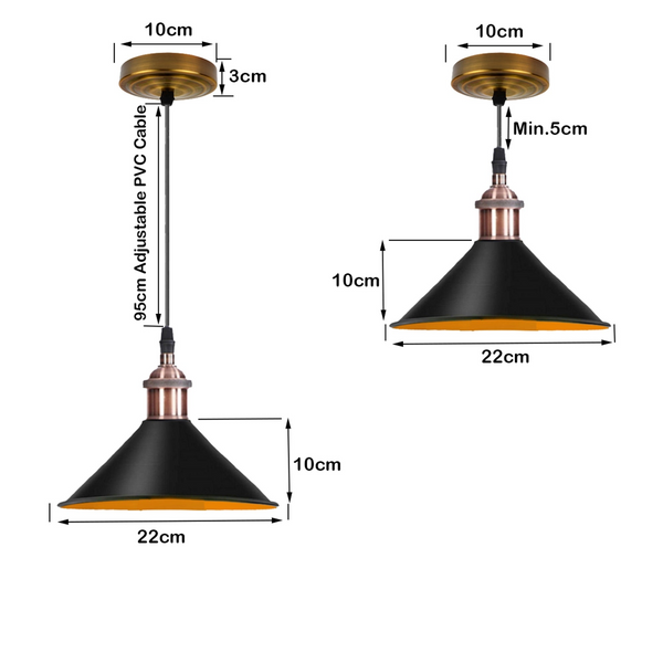 Retro Metal Pendant Black Ceiling Light Lamp Shade With Copper Holder~1511