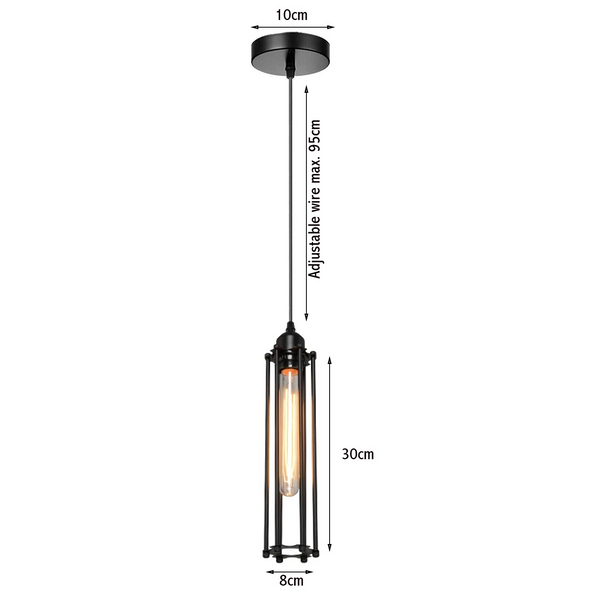 Black Long Wire Cage Lamp E27 Holder Lighting Kit~1494