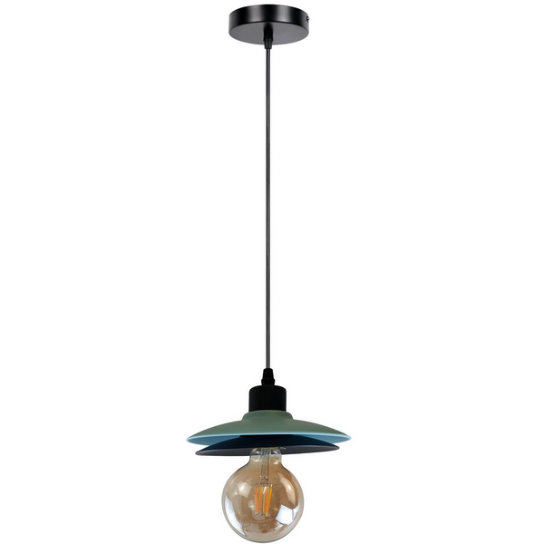 Double Shade Black And Blue Ceiling Hanging Pendant Light~1430