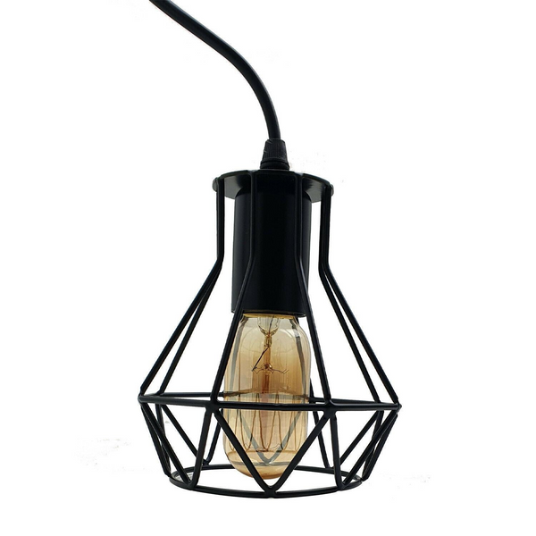 3 Head Rectangle Base Industrial Metal Cage Ceiling Pendant Light UK~1414