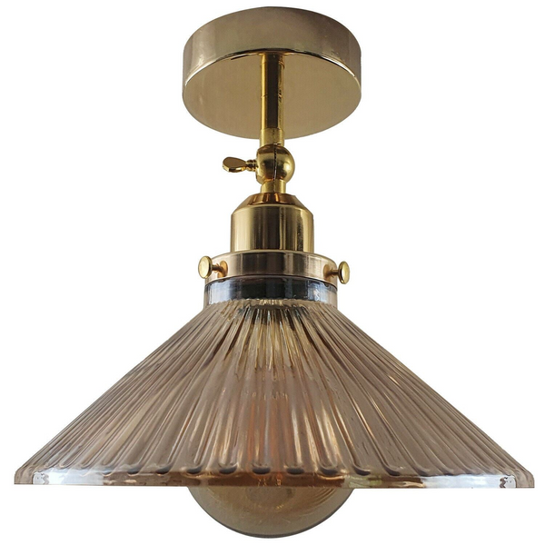 Vintage Modern Ceiling Pendant Light Flush Mount  Amber Glass Shade~1382