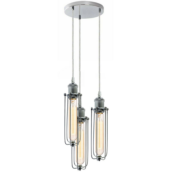 3 Way Cluster Hanging Ceiling Pendant Light E27 Chrome Light Fitting Lamp Kit~1353