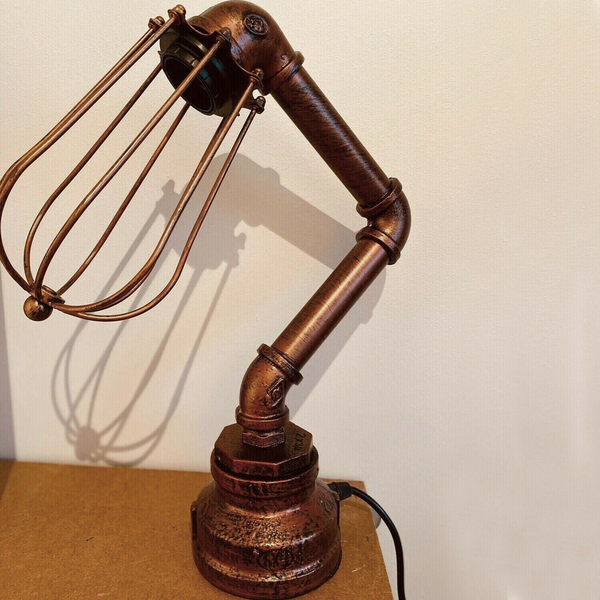 Retro Industrial Water Pipe Lighting Wall Plug-In Table Lamp Steampunk Metal Indoor Stand~1306