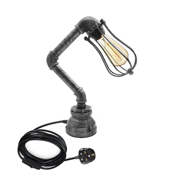 Retro Industrial Water Pipe Lighting Wall Plug-In Table Lamp Steampunk Metal Indoor Stand~1306