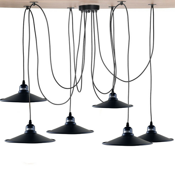 Modern Industrial Black Retro Loft Spider 6 Way Ceiling Metal Lampshade Pendant Light  Hanging Adjustable Indoor Light Fitting~1181