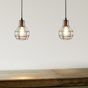 Brushed Copper Nest Cage Retro Industrial 2 Way Indoor Ceiling Pendant Chandelier Hanging Light Metal~3490