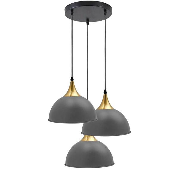 Grey 3 Way Vintage Industrial Metal Lampshade Modern Hanging Retro Ceiling Pendant Lights~3519