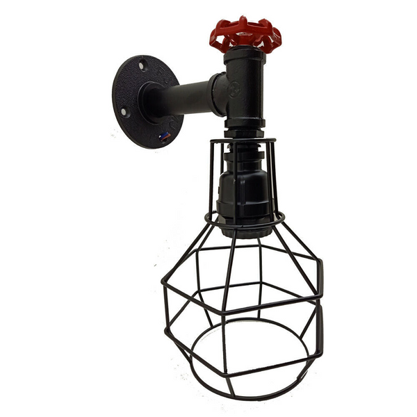 Black Modern Industrial Retro Vintage Style Pipe Cage Wall Light Wall Lamp Fixture ~ 3531
