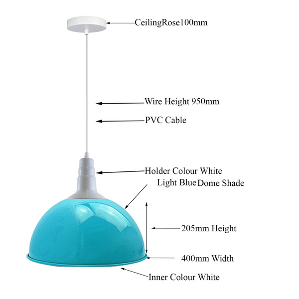 4 Pack Lampshade Vintage Industrial Metal Blue Ceiling Pendant Lights Shade~3564