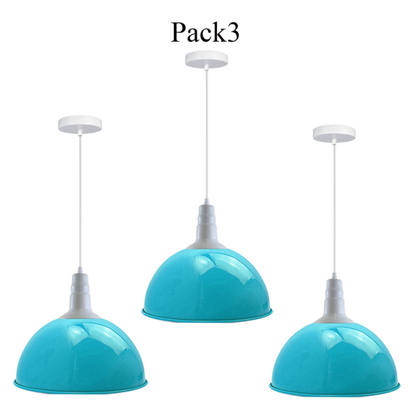 3 Pack Lampshade Vintage Industrial Metal Blue Ceiling Pendant Lights Shade~3565