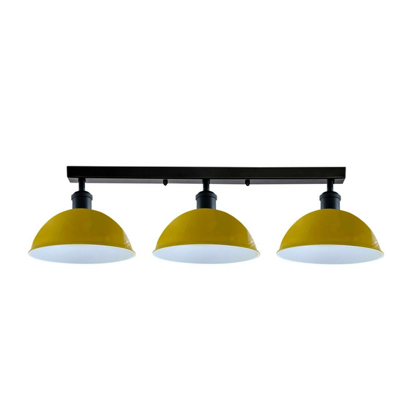 Industrial Steam Punk Yellow 3 Way Over Table Light Indoor Ceiling Hanging Light Metal~3587