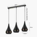 Modern Retro Industrial Crystal Ceiling Light Black Shade 3Head Hanging Pendant Lights~3649