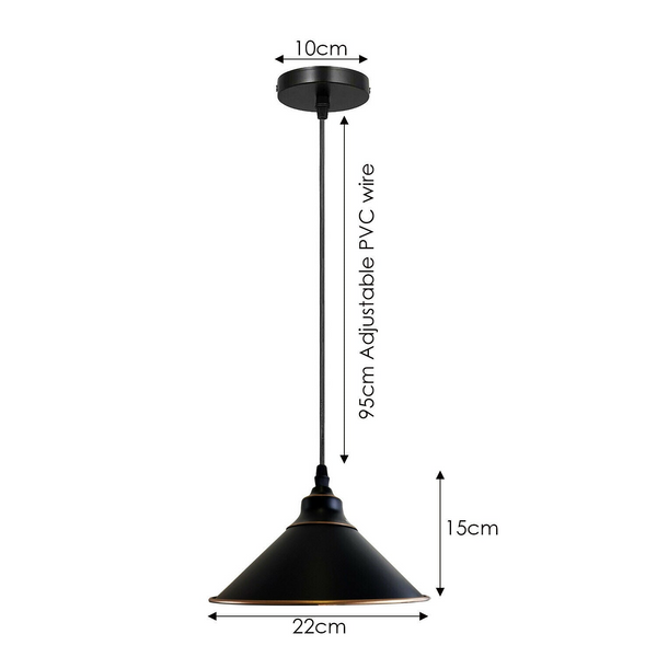 Industrial Vintage Ratio single head Round Black cone Ceiling Pendent lights E27 Holder Chandelier~3709