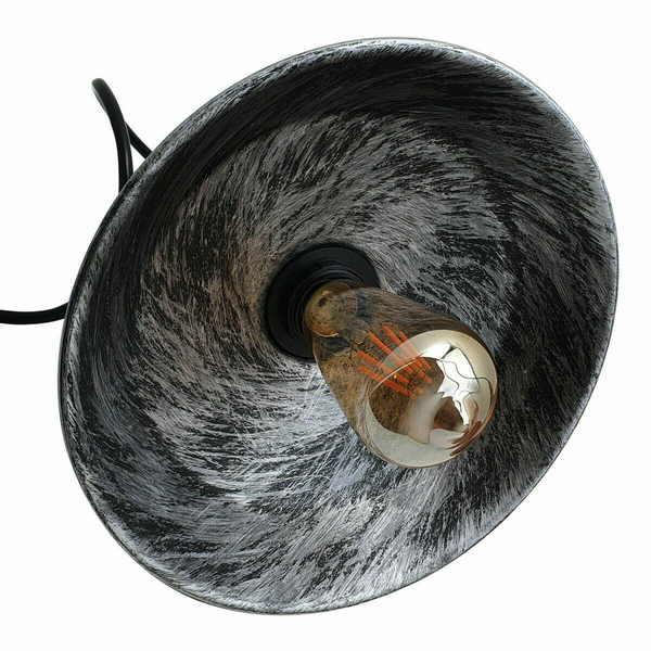Industrial Vintage New Pendant Ceiling Light 26cm Bowl Shade Brushed Silver E27Uk Holder~3725