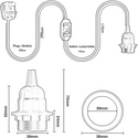 4M Fabric Flex Cable UK Black & white colour Plug In Pendant Lamp Light Set E27 Bulb Holder+ switch~3751