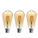 ST64 B22 4W 3 pack Dimmable Retro Classic Filament LED Bulbs~3874