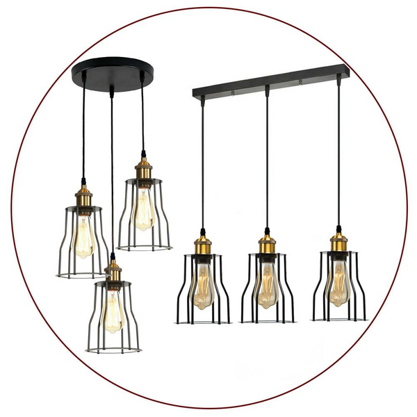 3-Lights Cage Pendant Lamps Ceiling Light Fixtures~1422