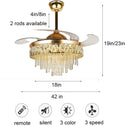42’’ Fandelier Crystal Ceiling Fan with Light and Remote Modern Retractable LED Light Ceiling Fan Chandelier - Simply Light Fixtures