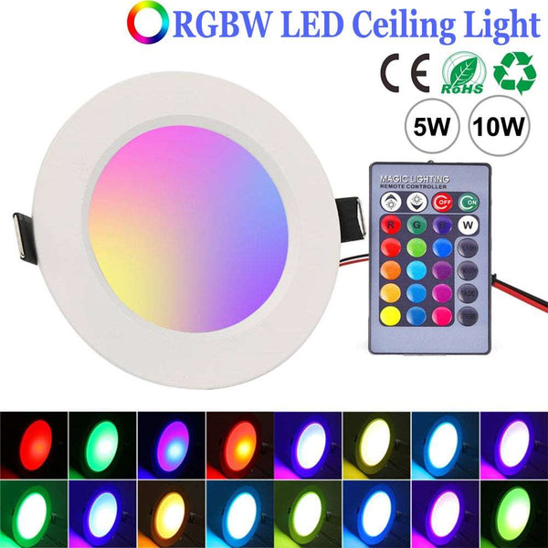 5W 10W Remote Control Colorful RGB LED Downlight Home Round Ceiling Light Dimmable Recessed Lamp RGBW Spotlight Indoor Decor - Simply Light Fixtures