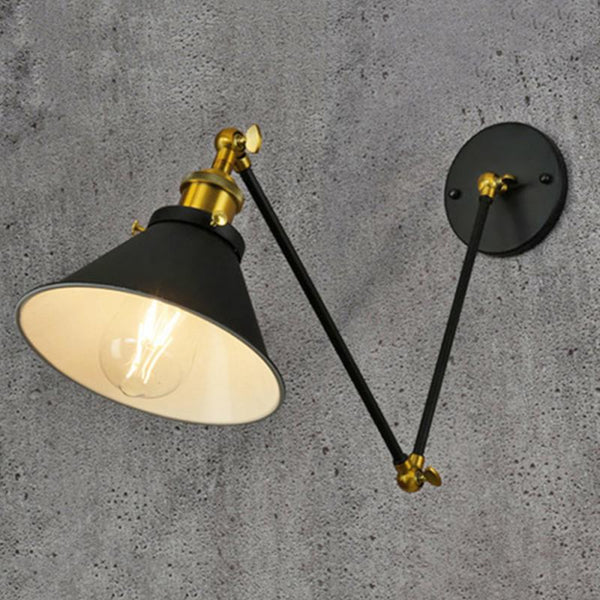 Adjustable Wall Sconce Metal Industrial Retro Lamp E27 Lighting Cafe Kitchen Room Long Pole Double Section Mechanical 220V 60W - Simply Light Fixtures