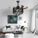 42inch Modern Ceiling Fan with Light Crystal Black Chandelier Remote Retractable Amber Blades Ceiling Fans Lighting Fixture - Simply Light Fixtures