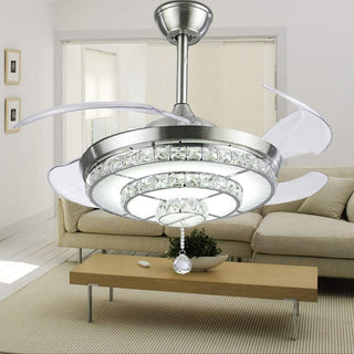 Modern Crystal Chandelier Ceiling Fan for Living Room Bedroom with LED Light Kit and Remote Control Invisible Ceiling Fan - Simply Light Fixtures
