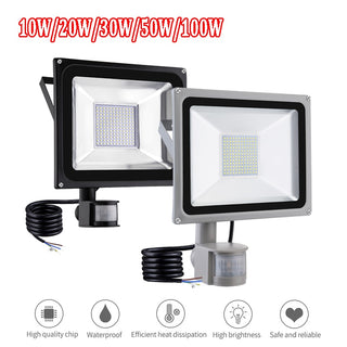 10W 20W 30W 50W 100W Led Flood Light With Adjustable PIR Motion Sensor SMD 2835 Floodlights Outdoor Induction Street Lighting - Simply Light Fixtures