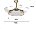 Bluetooth Chandelier Ceiling Fans, Retractable Ceiling Fan Chandelier with Remote 3 Colorful Dimmable and Play Music - Simply Light Fixtures