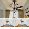 Retractable Crystal Ceiling Fan Light Lamp LED Silver Chandelier LED Light Kit Invisible Ceiling Fan Light - Simply Light Fixtures
