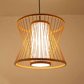 Bamboo Lamp Vintage Wicker Rattan Pendant Light Rustic Hanging Ceiling Fixture - Simply Light Fixtures
