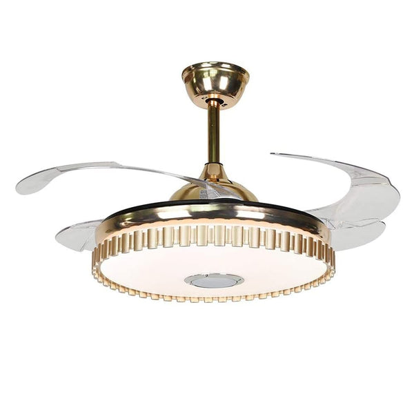 Bluetooth Chandelier Ceiling Fans, Retractable Ceiling Fan Chandelier with Remote 3 Colorful Dimmable and Play Music - Simply Light Fixtures