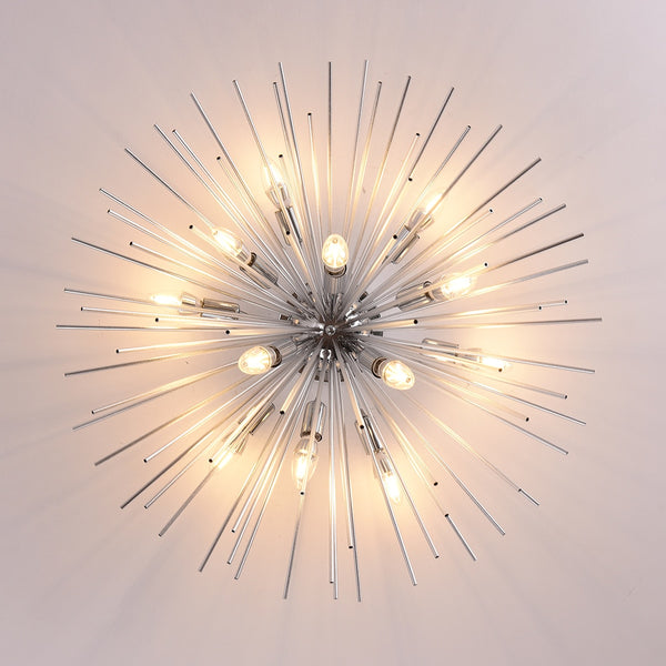 Ganeed Sputnik Modern Semi Chandelier Flush Mount Chrome Gold Lustres Firework Light Fixture
