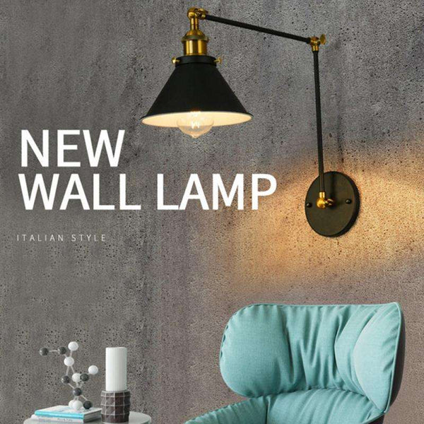 Adjustable Wall Sconce Metal Industrial Retro Lamp E27 Lighting Cafe Kitchen Room Long Pole Double Section Mechanical 220V 60W - Simply Light Fixtures
