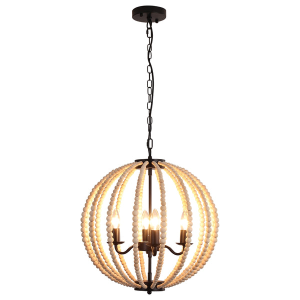 Ganeed Rustic Farmhouse Metal Chandelier Lighting Distressed Wood Ceiling Light Fixture Kitchen Entryway Foyer -4 Lights - Simply Light Fixtures