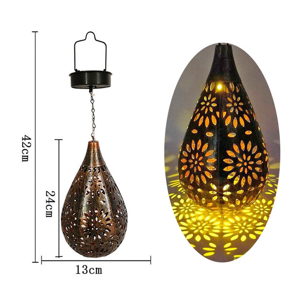 2022 Waterproof Solar Lamp Retro Hollow Lantern Light Art Decorative Solar garden light Solar LED Light for Courtyard Landscape - Simply Light Fixtures