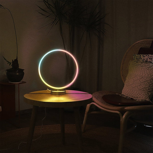 Circular LED Lamp, Minimalist RGB Desk Lamp Lighting Taupe Orpheus 