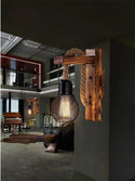 Industrial Retro Wall Lamp E27 American LOFT wood LED Corridor Balcony Light for Indoor Fixtures wooden base Simply Light Fixtures 