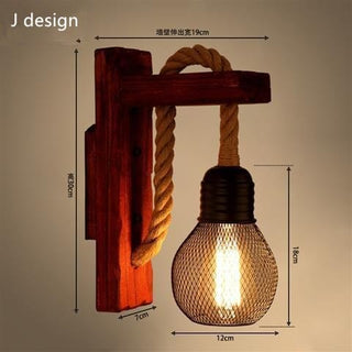 Industrial Retro Wall Lamp E27 American LOFT wood LED Corridor Balcony Light for Indoor Fixtures wooden base Simply Light Fixtures J design United States Warm White (2700-3500K)
