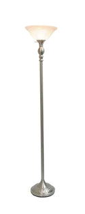 Lalia Home Classic 1 Light Torchiere Floor Lamp with Marbleized Glass Automotive Brown Castor 