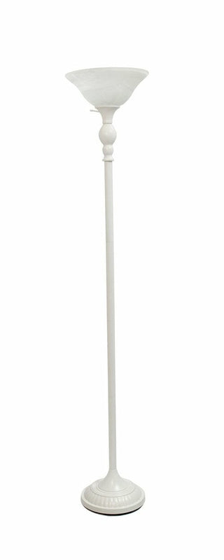 Lalia Home Classic 1 Light Torchiere Floor Lamp with Marbleized Glass Automotive Brown Castor White/White Shade 