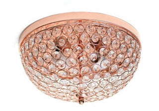 Lalia Home Crystal Glam 2 Light Ceiling Flush Mount Automotive Brown Castor Rose Gold 