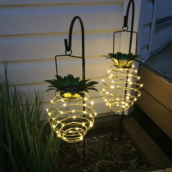 LED Light Night Pineapple Shape Solar Lights Garden Lights Hanging Waterproof Wall Lamp Fairy Night Lights Art Home Decoration Simply Light Fixtures 