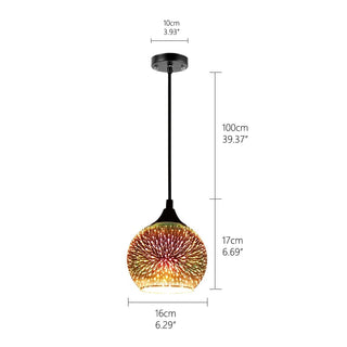 Modern 3D Glass Shade Pendant Lamp Colorful Romantic Starry Sky Hanging Lights Fixture E27 for Bedroom Restaurant Living Room Simply Light Fixtures i-16 United States 