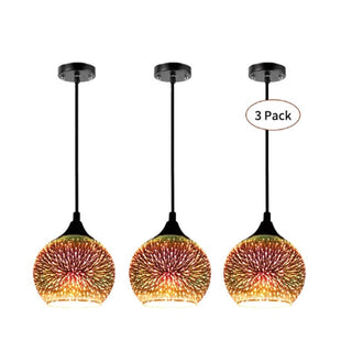 Modern 3D Glass Shade Pendant Lamp Colorful Romantic Starry Sky Hanging Lights Fixture E27 for Bedroom Restaurant Living Room Simply Light Fixtures YY-P3D15-3TD United States 