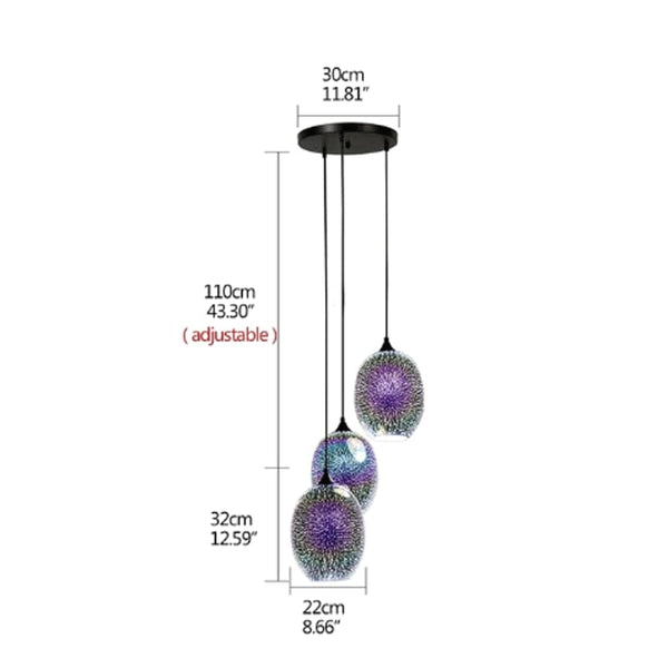 Modern 3D Glass Shade Pendant Lamp Colorful Romantic Starry Sky Hanging Lights Fixture E27 for Bedroom Restaurant Living Room Simply Light Fixtures YY-P3DB-3T United States 
